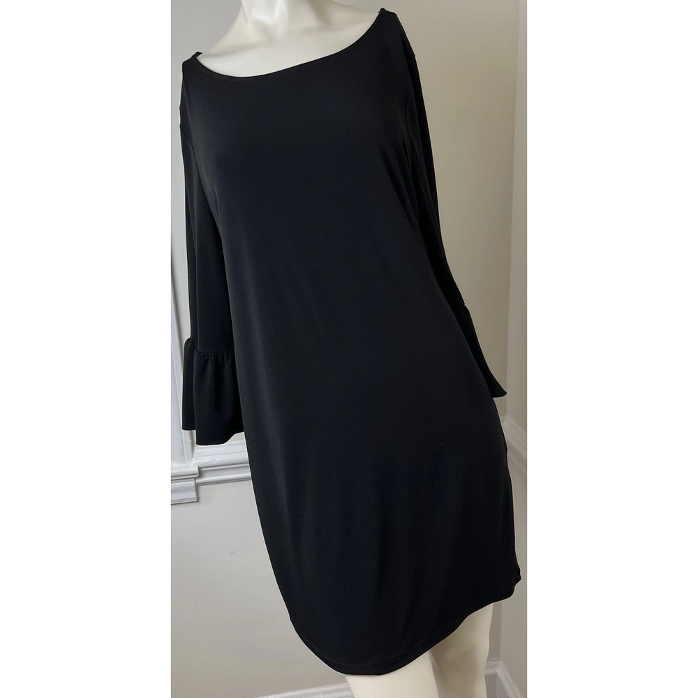 Julie Brown NYC Black Bell Sleeve Sheath Dress Sz Medium